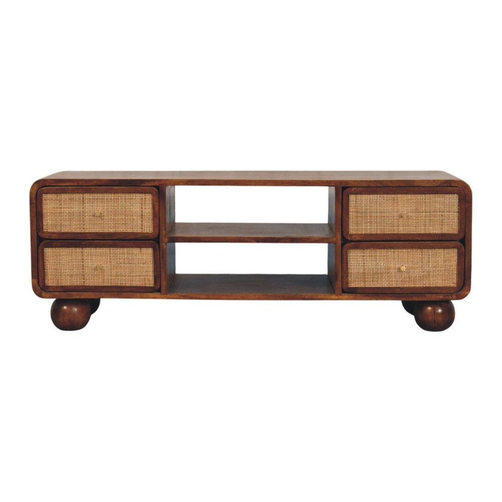 43" Brown Solid Wood Enclosed and Open Storage TV Stand