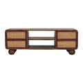 43" Brown Solid Wood Enclosed and Open Storage TV Stand