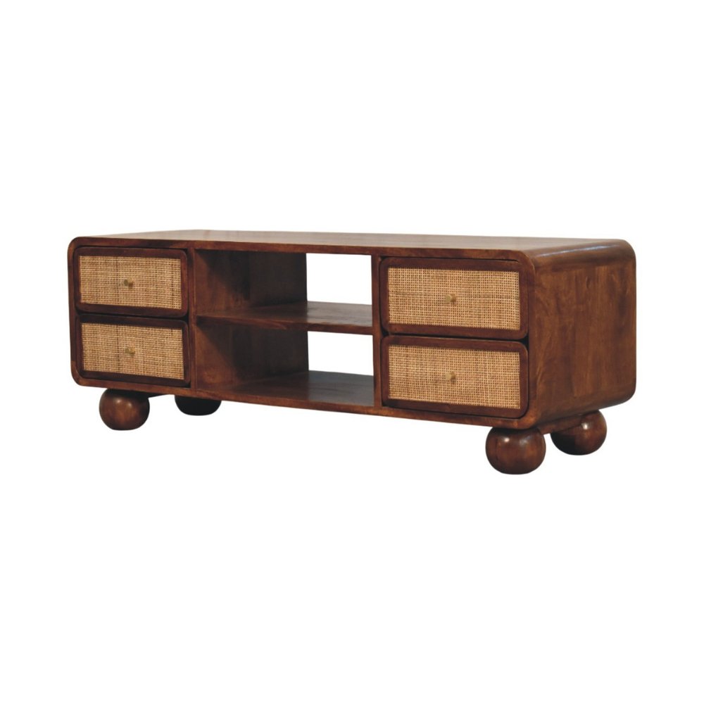43" Brown Solid Wood Enclosed and Open Storage TV Stand