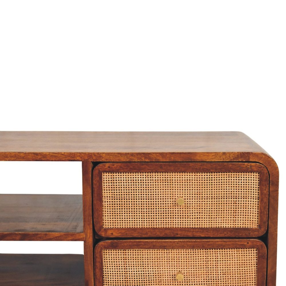 43" Brown Solid Wood Enclosed and Open Storage TV Stand