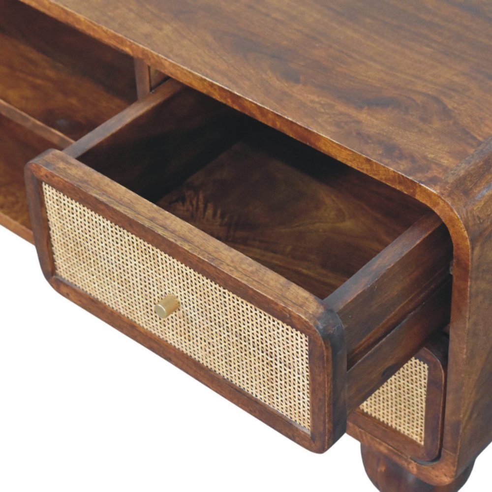 43" Brown Solid Wood Enclosed and Open Storage TV Stand