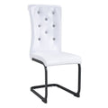 Set of Two White and Black Faux Leather Dining Side Chairs