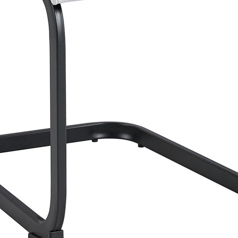 Set of Two White and Black Faux Leather Dining Side Chairs
