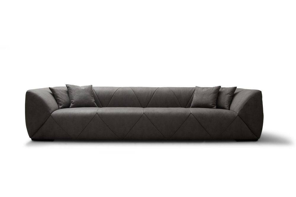 126" Dark Gray Nubuck Leather Sofa