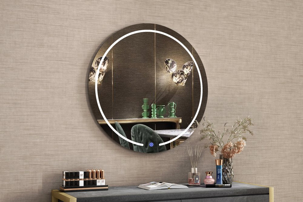 39" Clear Round Lighted Frameless Bathroom Vanity Mirror