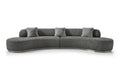 150" Dark Gray Boucle Curved Sofa With Toss Pillows
