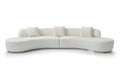 150" White Cotton Blend Curved Sofa With Toss Pillows