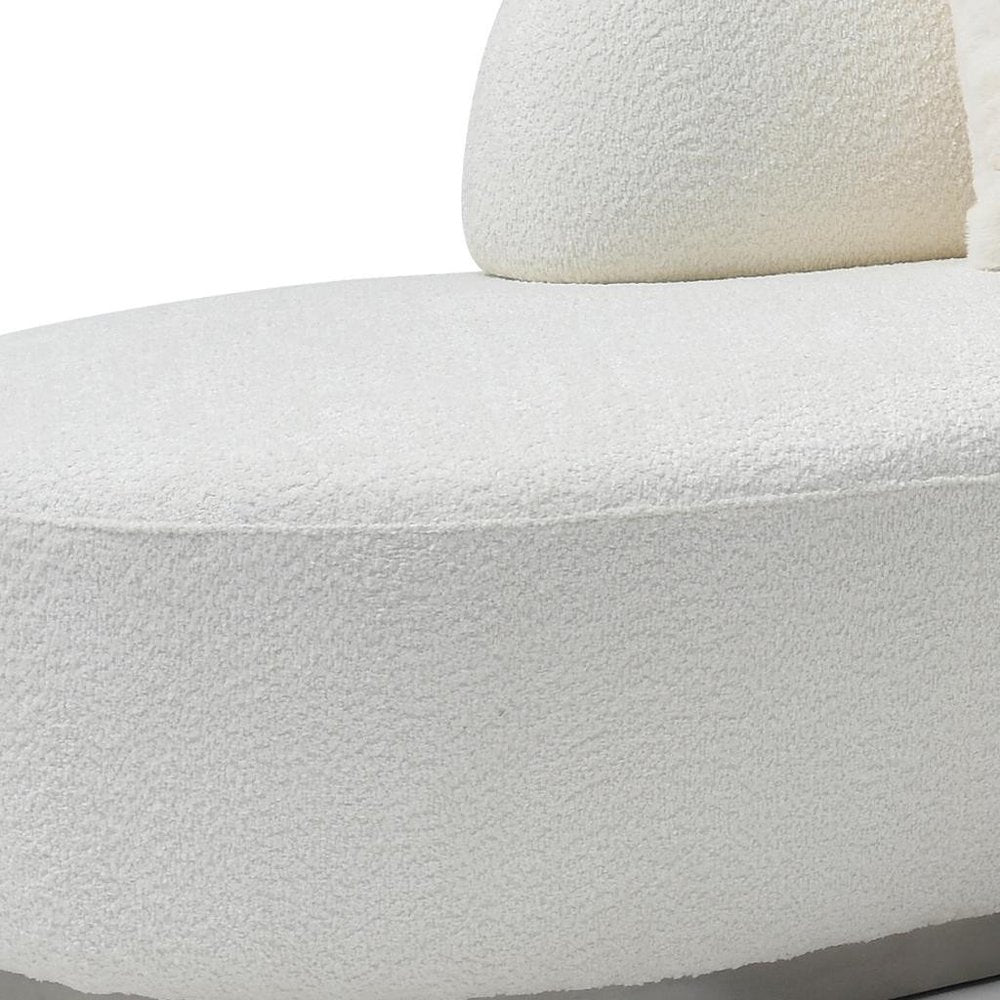 150" White Cotton Blend Curved Sofa With Toss Pillows