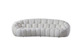 105" White Boucle Curved Sofa