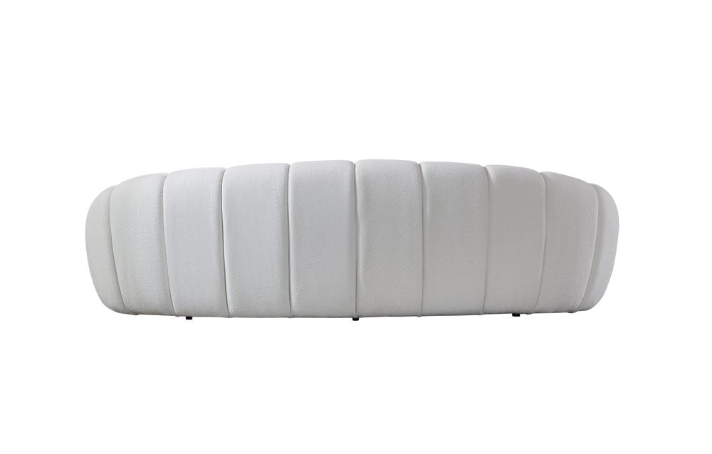 105" White Boucle Curved Sofa