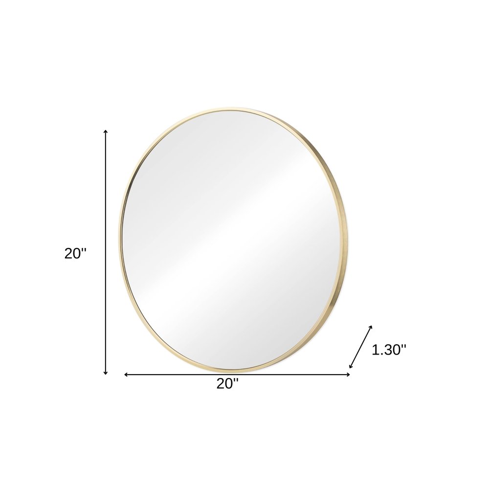 20" Gold Metal Round Framed Bathroom Vanity Mirror