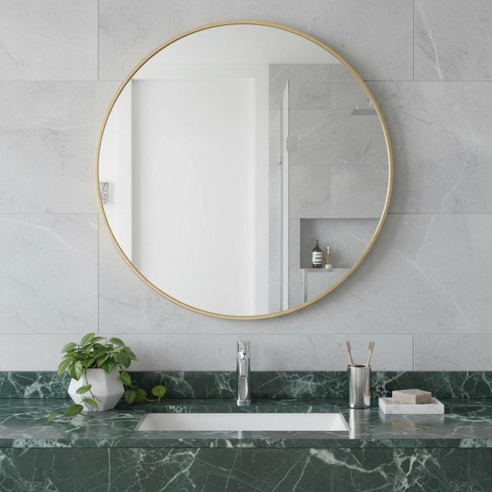 20" Gold Metal Round Framed Bathroom Vanity Mirror