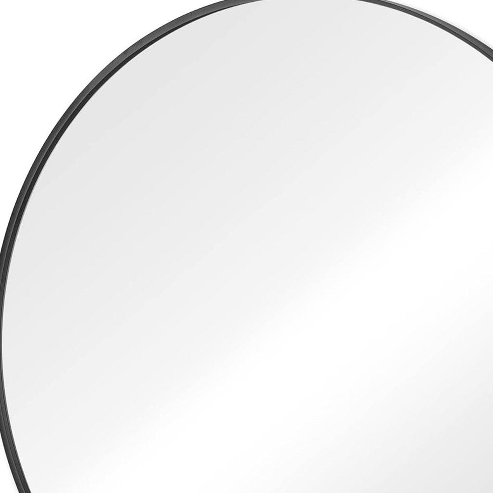 24" Black Metal Round Framed Bathroom Vanity Mirror