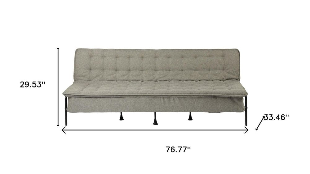 77" Gray Fabric Convertible Futon Sleeper Reclining Sofa