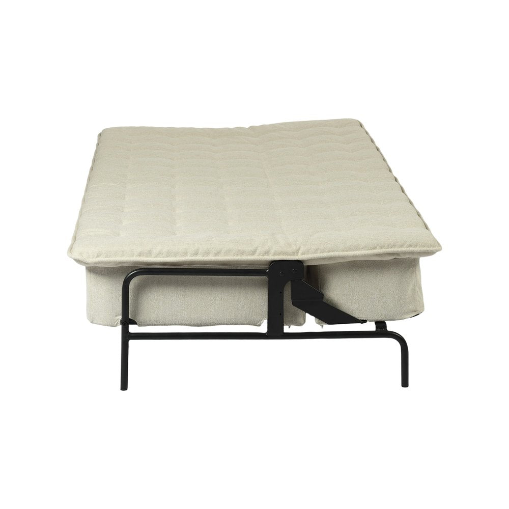 77" Beige Fabric Convertible Futon Sleeper Reclining Sofa