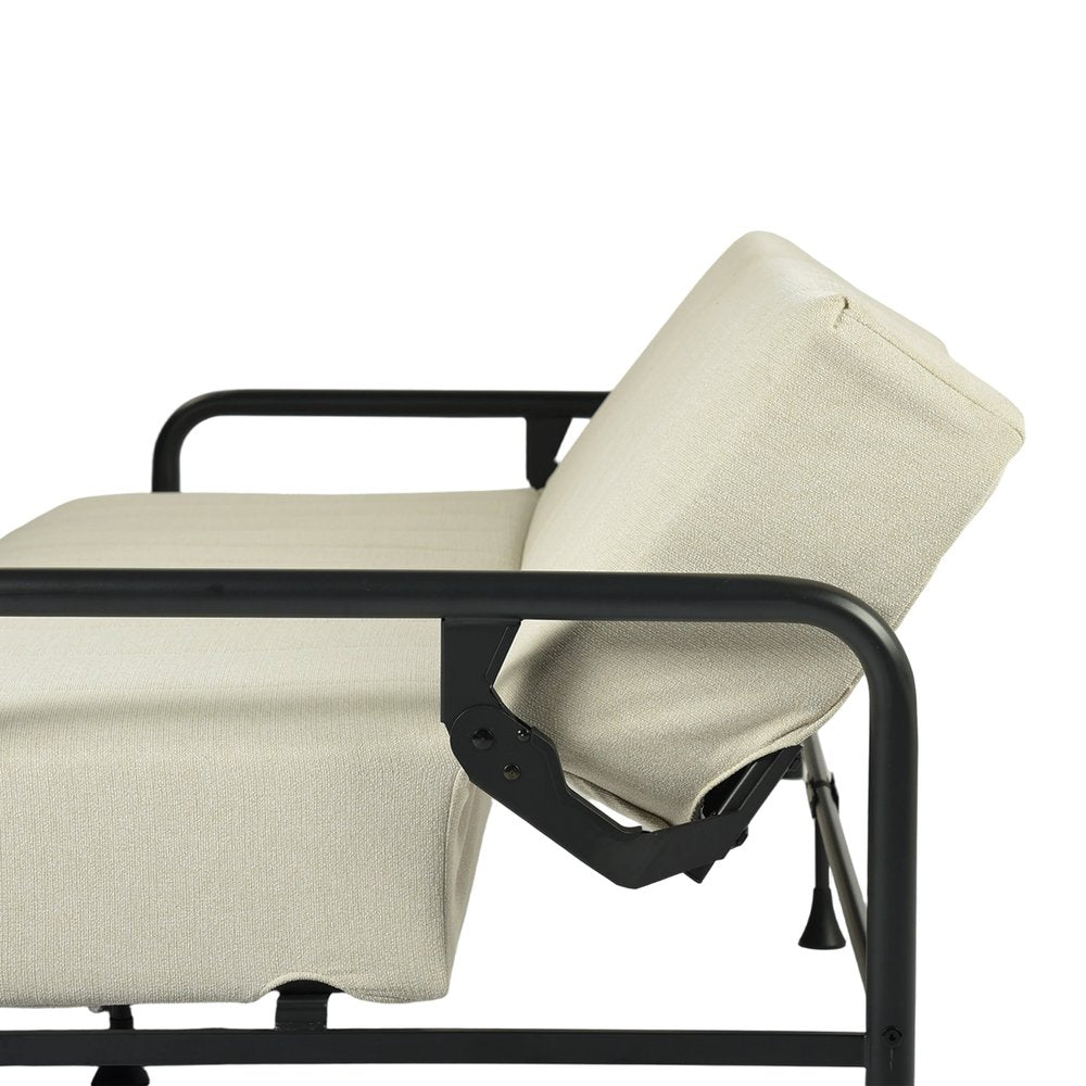 79" Beige Fabric Convertible Futon Sleeper Reclining Sofa