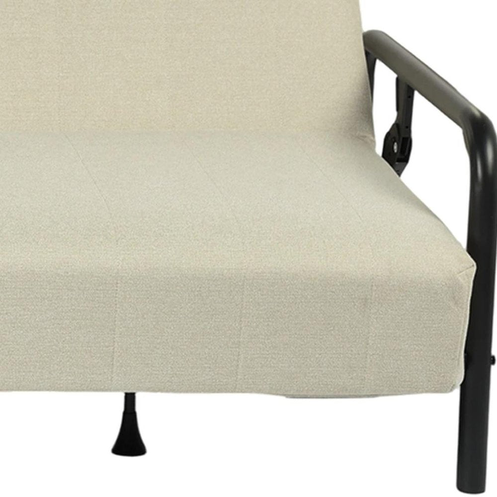 79" Beige Fabric Convertible Futon Sleeper Reclining Sofa