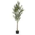 71" Green Artificial Olive Tree In Cylindrical Black Pot