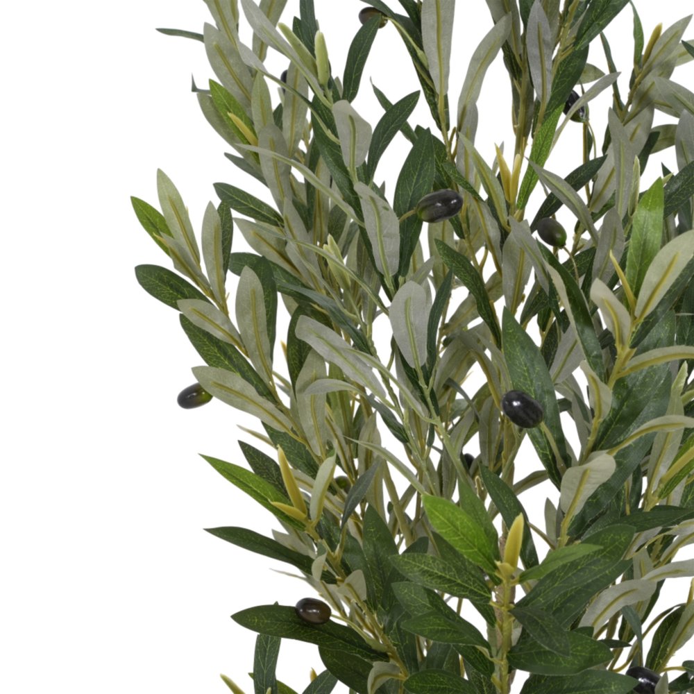 71" Green Artificial Olive Tree In Cylindrical Black Pot