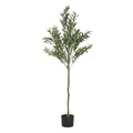 66" Green Artificial Olive Tree In Cylindrical Black Pot