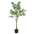 51" Green Artificial Ficus Tree In Cylindrical Black Pot