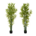 Set of Two 72" Green Artificial Bamboo Tree In Cylindrical Black Pot