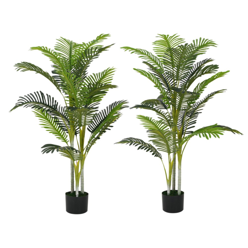 Set of Two 61" Green Artificial Palm Tree In Cylindrical Black Pot