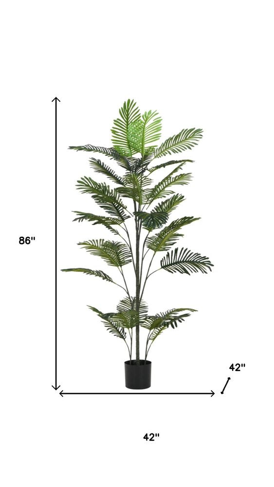 86" Green Artificial Palm Tree In Cylindrical Black Pot