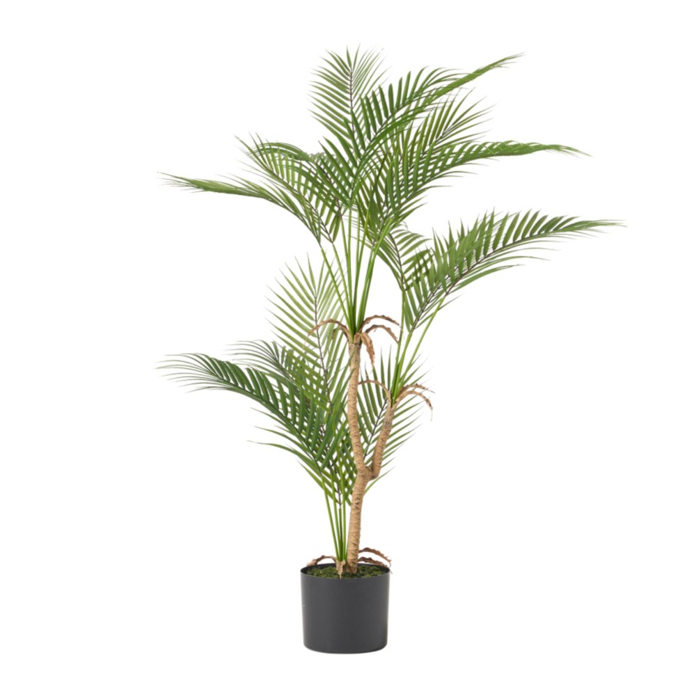 40" Green Artificial Palm Tree In Cylindrical Black Pot