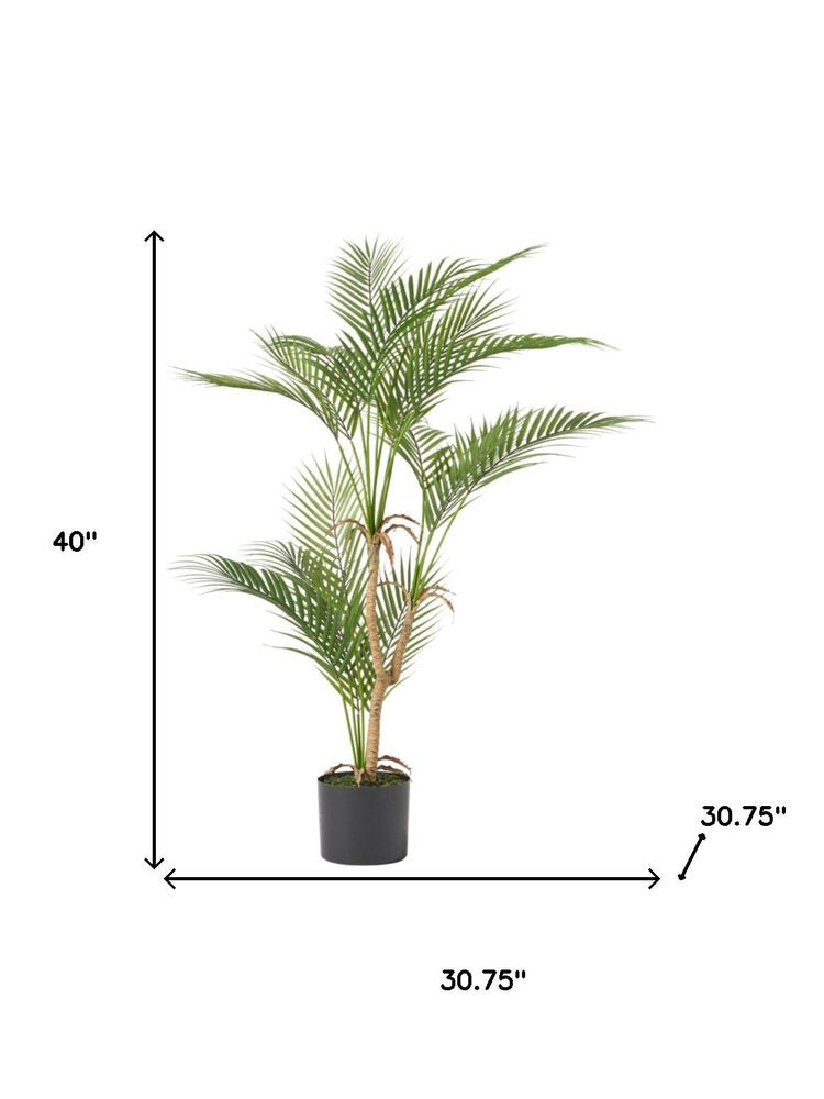 40" Green Artificial Palm Tree In Cylindrical Black Pot
