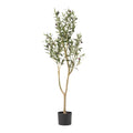 47" Green Artificial Olive Tree In Cylindrical Black Pot