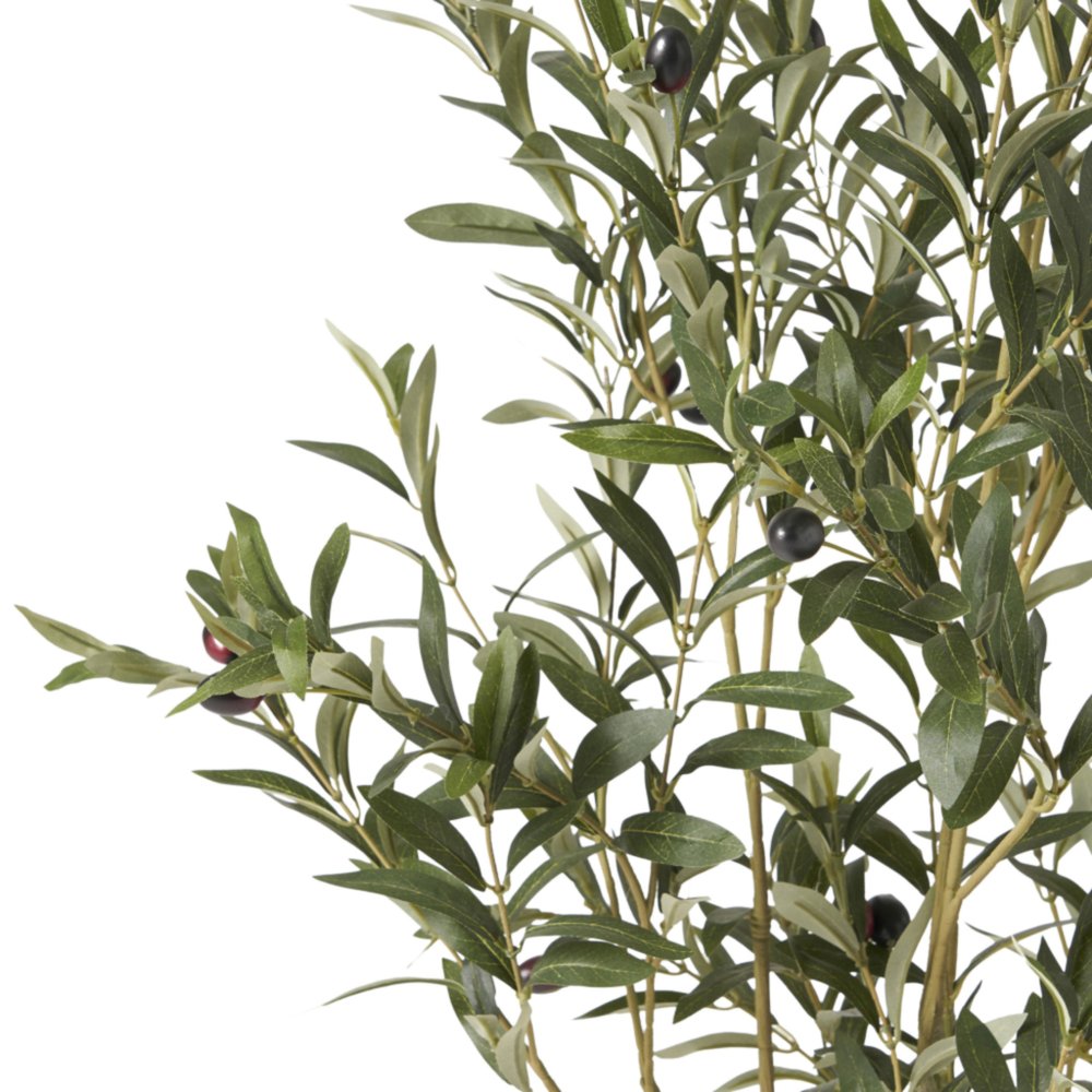 47" Green Artificial Olive Tree In Cylindrical Black Pot
