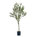 59" Green Artificial Olive Tree In Cylindrical Black Pot