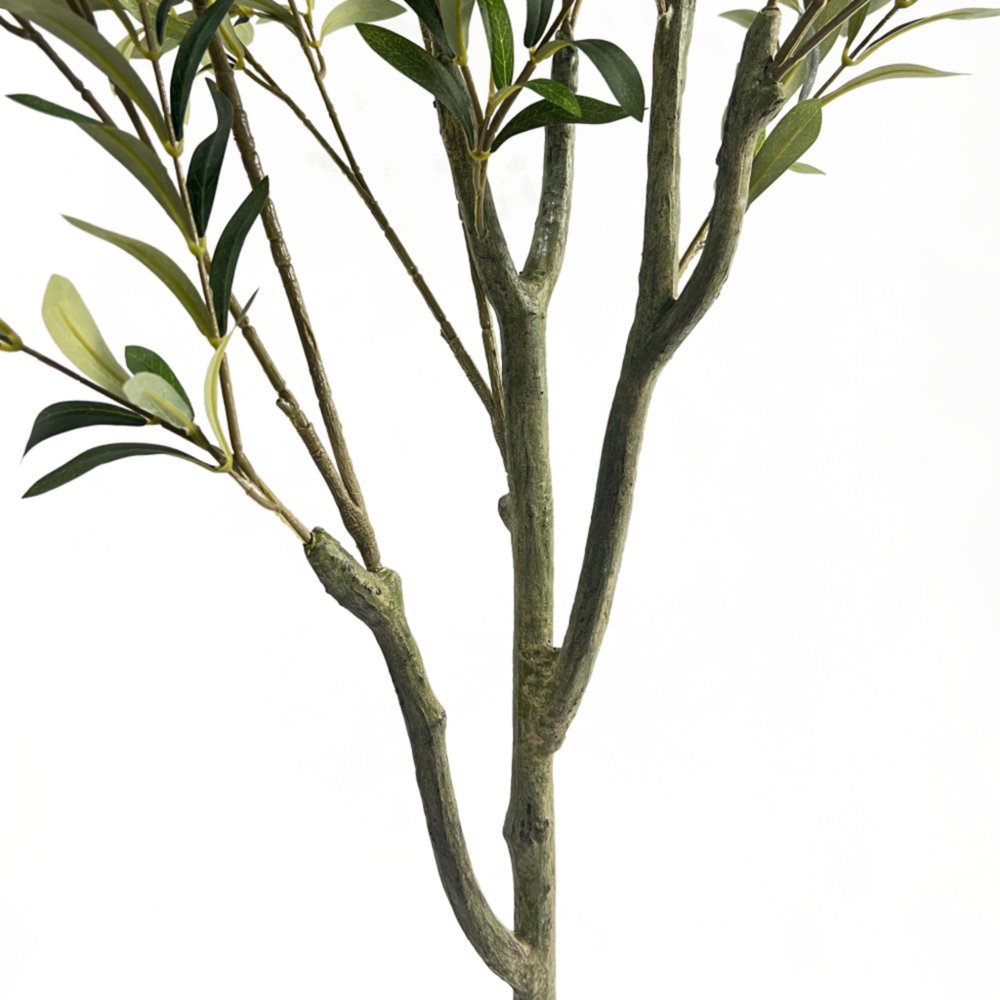 59" Green Artificial Olive Tree In Cylindrical Black Pot