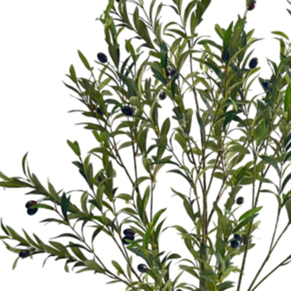 59" Green Artificial Olive Tree In Cylindrical Black Pot