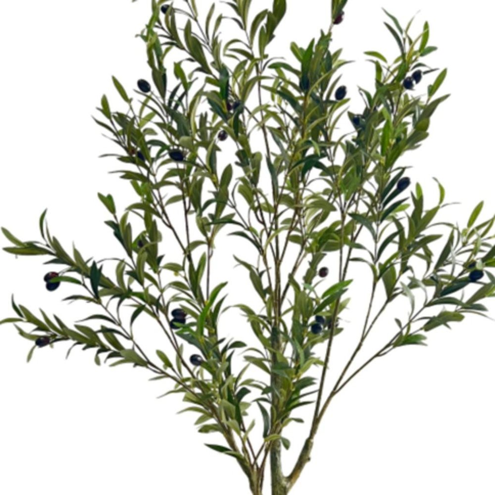 59" Green Artificial Olive Tree In Cylindrical Black Pot