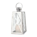 12" Clear And Silver Glass And Stainless Steel Tabletop Lantern Candle Holder