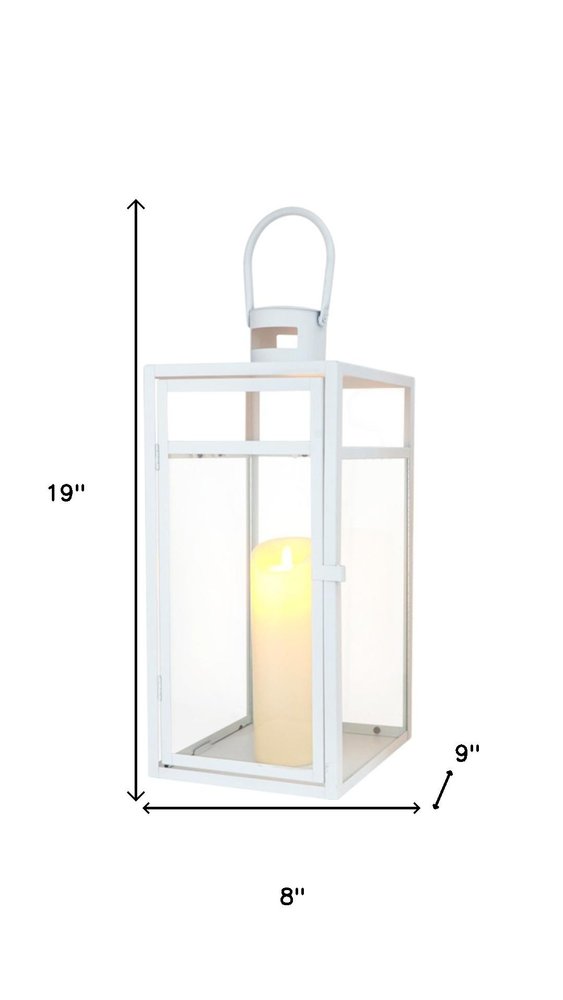 Set of Three Clear And White Glass And Stainless Steel Tabletop Lantern Candle Holders