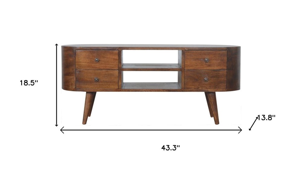 43" Brown Solid Wood Enclosed Storage Entertainment Center