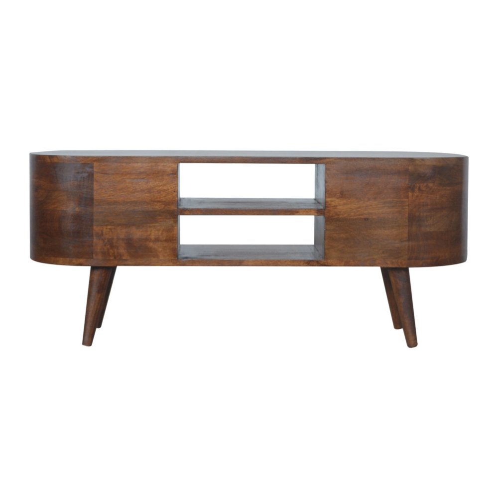 43" Brown Solid Wood Enclosed Storage Entertainment Center