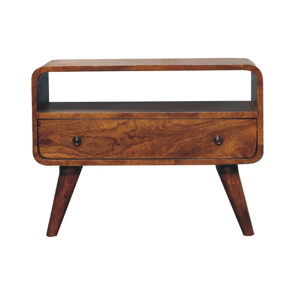 24" Brown Solid Wood Fireplace TV Stand