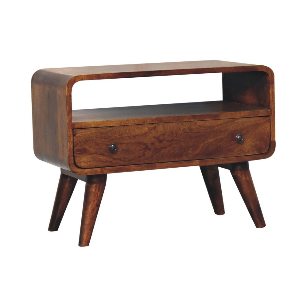 24" Brown Solid Wood Fireplace TV Stand