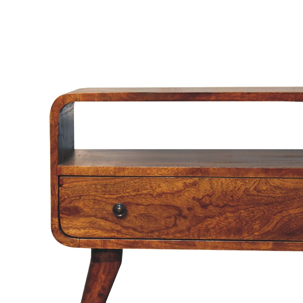 24" Brown Solid Wood Fireplace TV Stand