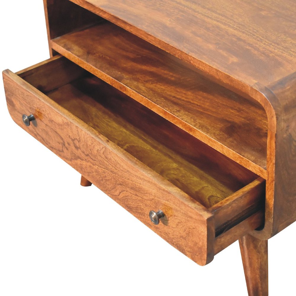 24" Brown Solid Wood Fireplace TV Stand