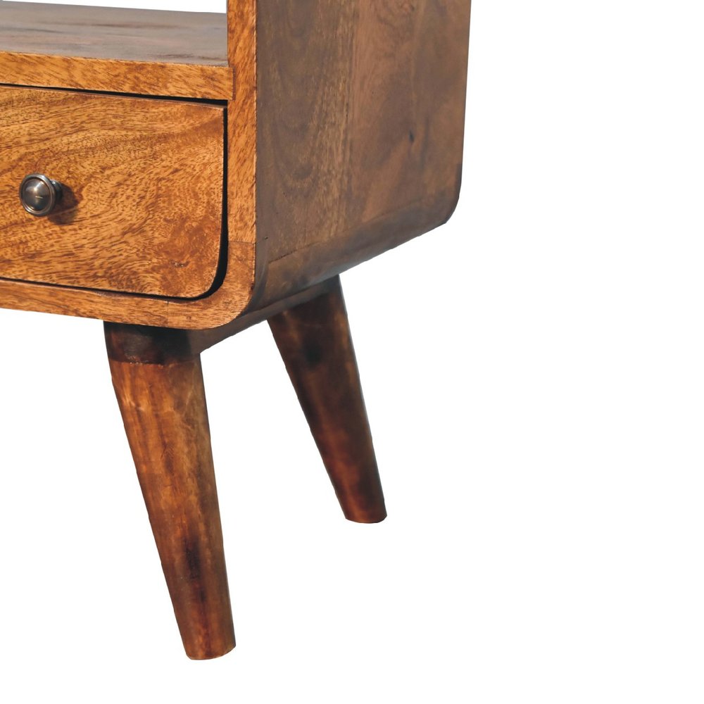 24" Brown Solid Wood Fireplace TV Stand