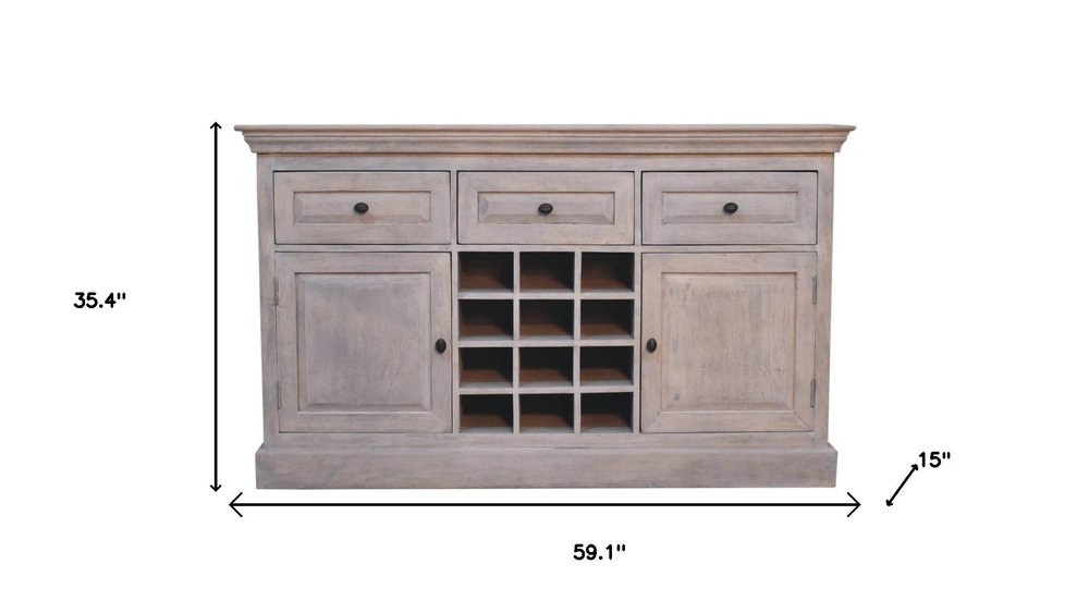 59" Brown Solid Wood Fireplace TV Stand