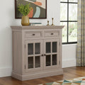 35" Brown Solid Wood Accent Cabinet With Two Doors And Two Drawers