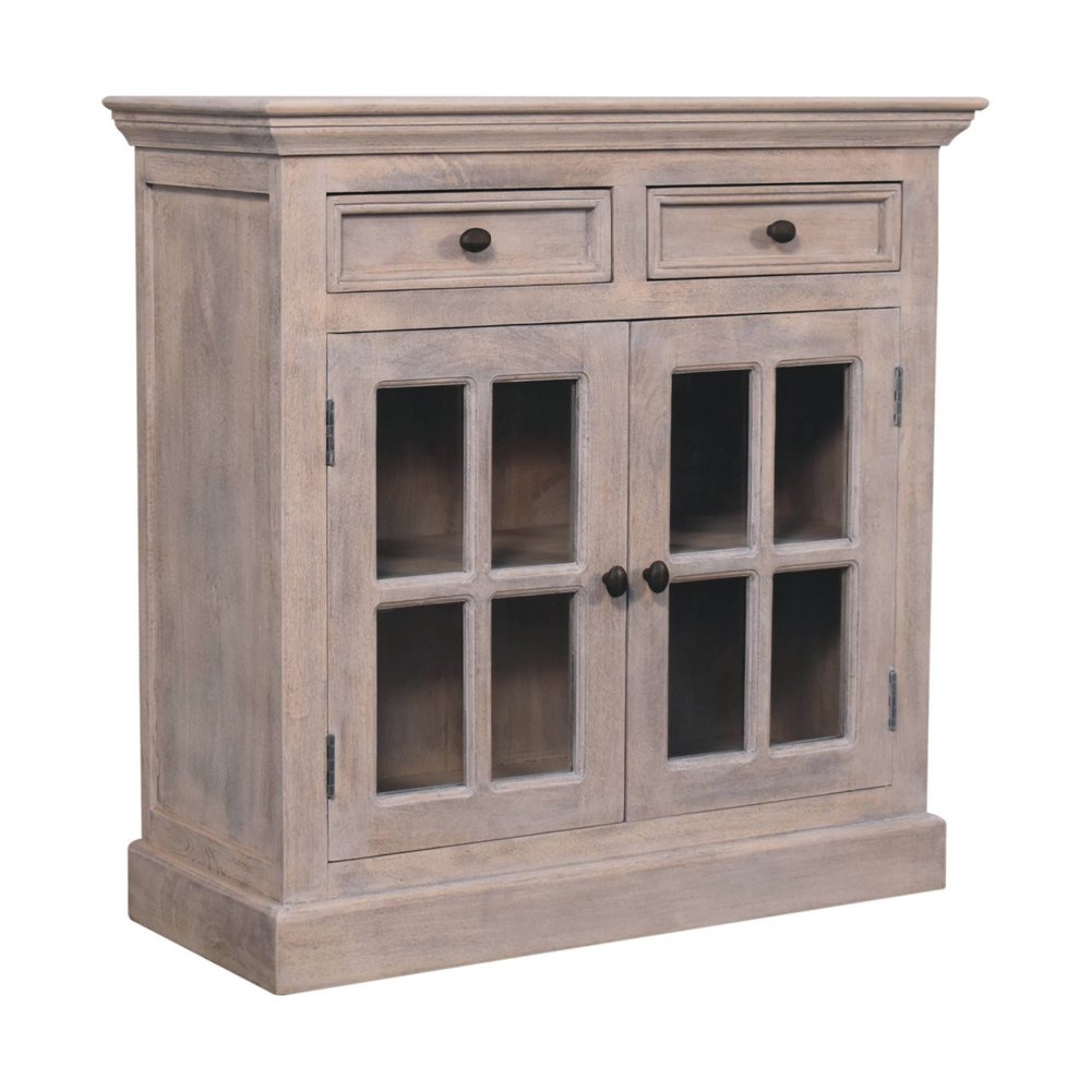 35" Brown Solid Wood Accent Cabinet With Two Doors And Two Drawers
