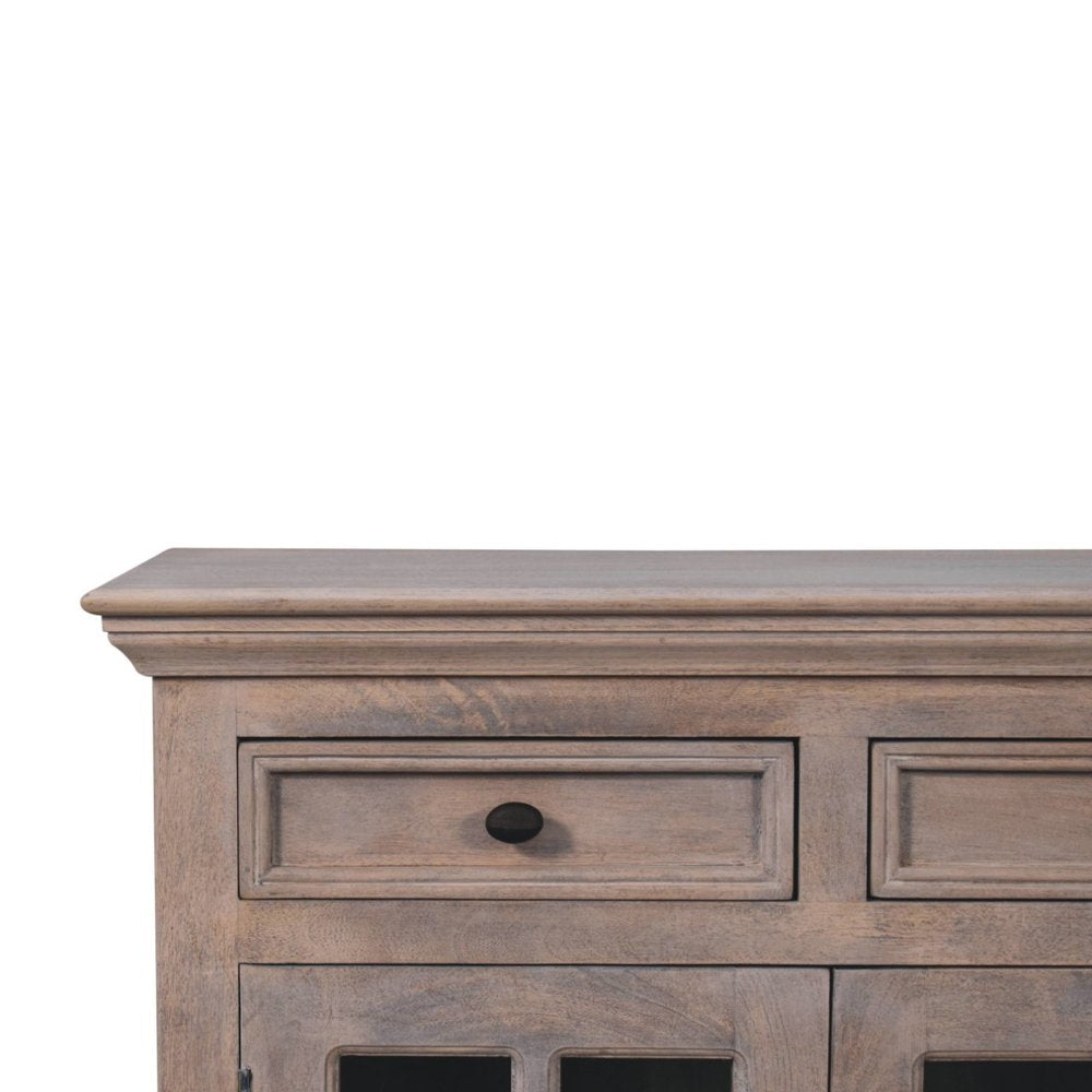 35" Brown Solid Wood Accent Cabinet With Two Doors And Two Drawers