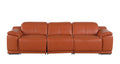 107" Camel Italian Leather Reclining Metal USB Sofa